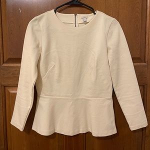 J. Crew Ivory Peplum Zipper Back Top Size XS